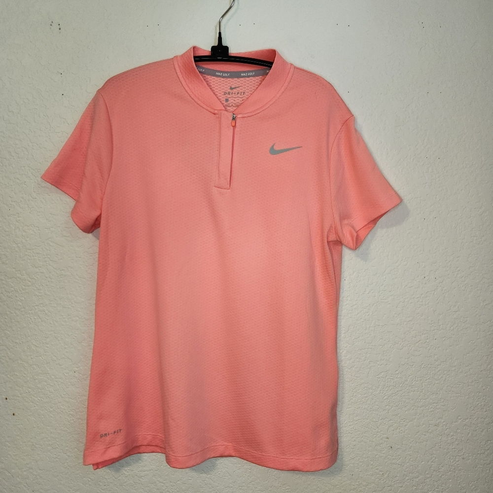 Nike Women's Light Coral Dri Fit Golf Shirt,‎ L